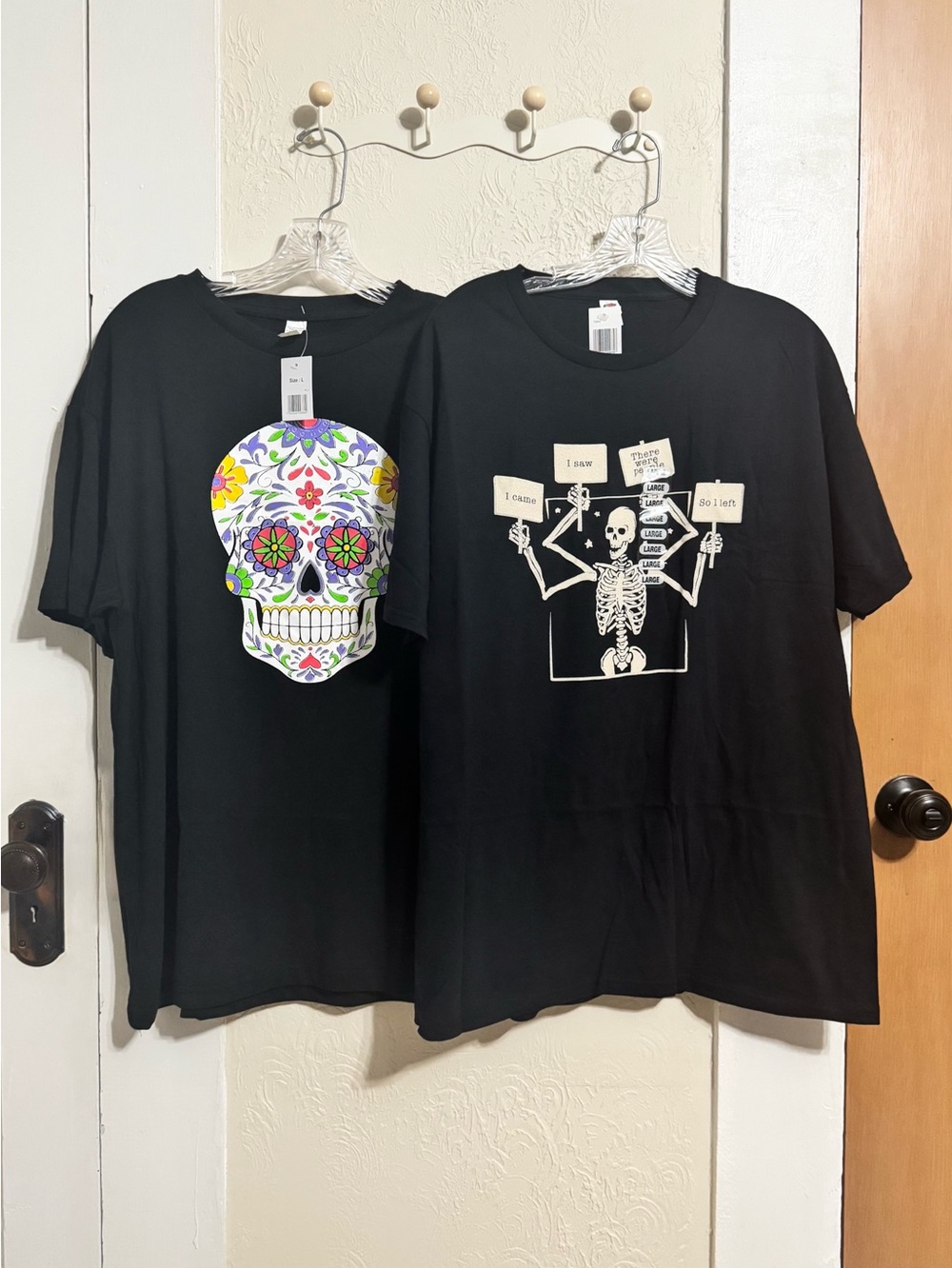 Sugar Skull and Introvert Skeleton Graphic T-Shirts Size Large Lot of Two NWT